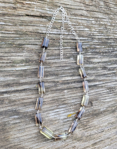 Faceted Smoky Citrine Rectangle Bead Infinity Necklace