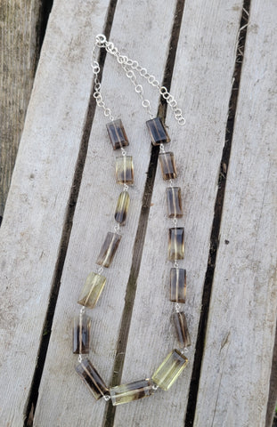 Faceted Smoky Citrine Rectangle Bead Infinity Necklace