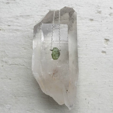 Raw Peridot Necklace