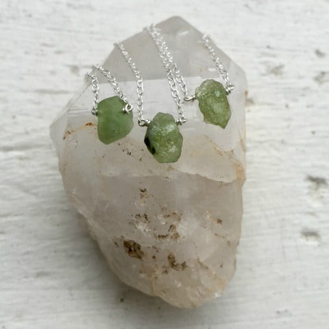 Raw Peridot Necklace