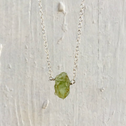 Raw Peridot Necklace