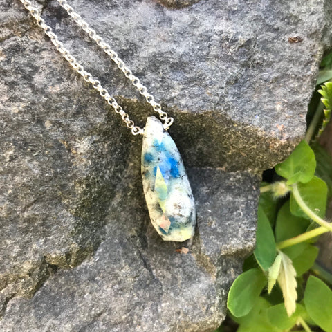 K2 Stone Faceted Elongated Drop Necklace