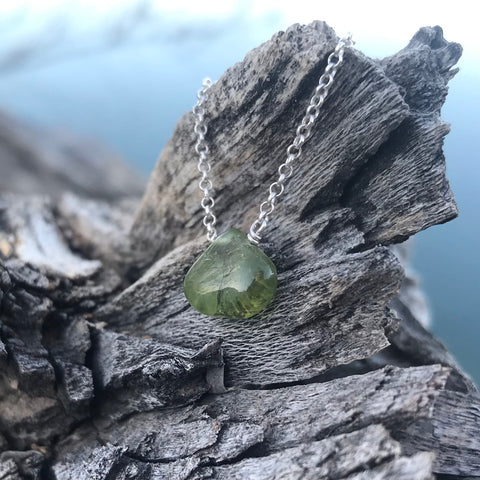 Peridot Briolette Sterling Silver Necklace