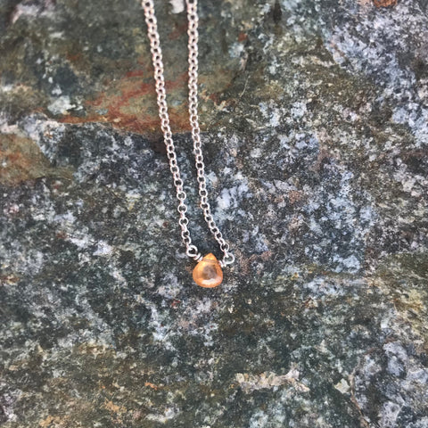 Mandarine Garnet Faceted Briolette Sterling Silver Neckkace