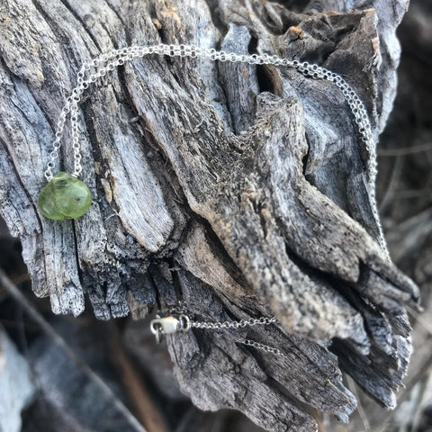 Peridot Briolette Sterling Silver Necklace
