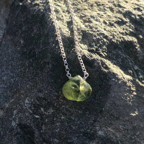 Peridot Briolette Sterling Silver Necklace