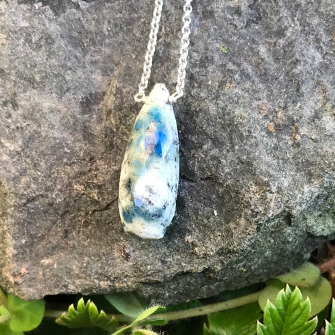 K2 Stone Faceted Elongated Drop Necklace