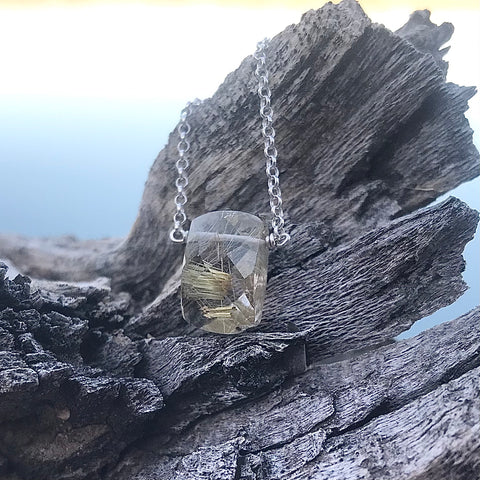 Rutilated Quartz Faceted Sterling Silver Necklace