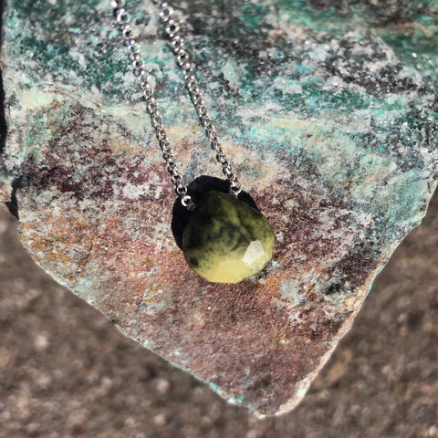Green Serpentine Drop Necklace