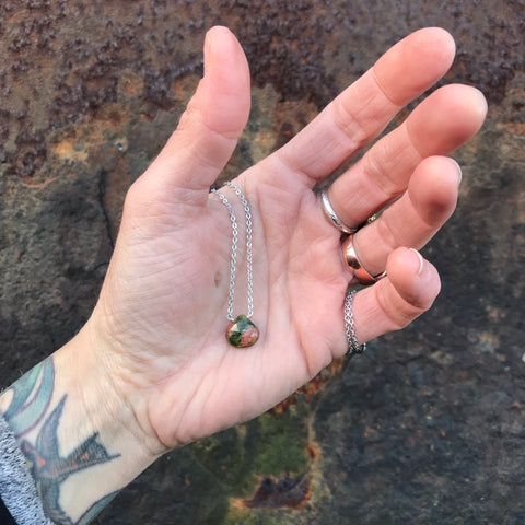 Unakite Jasper Faceted Briolette Necklace Root & Third Eye Chakras