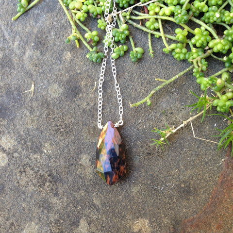 Mahogany Obsidian Art Deco Drop Necklace