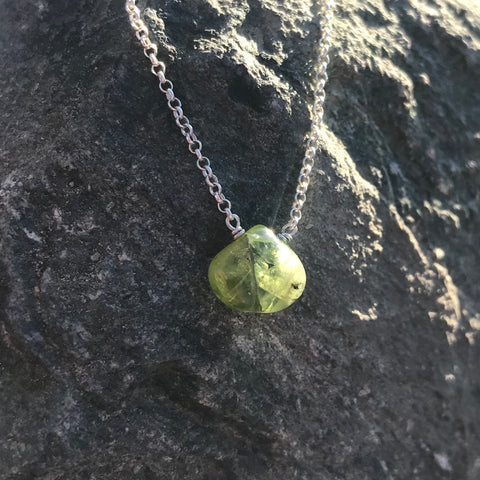 Peridot Briolette Sterling Silver Necklace
