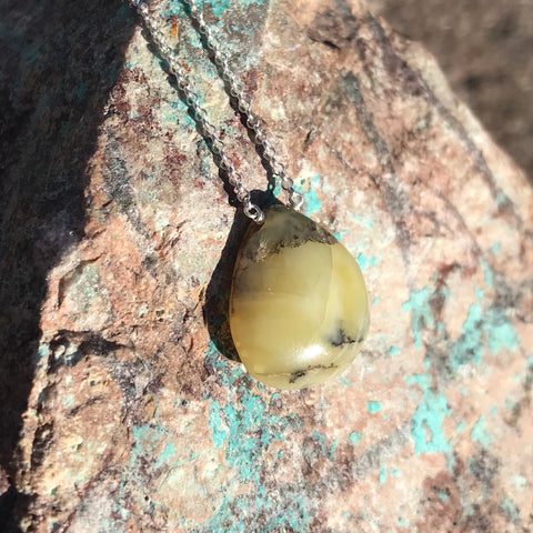 Yellow Opal Drop Necklace