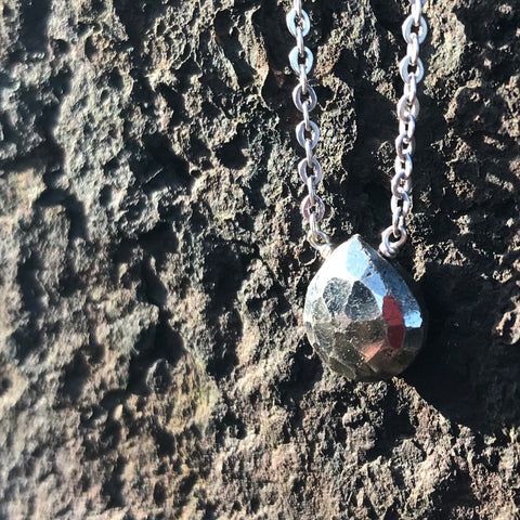 Pyrite Faceted Briolette Necklace Solar Plexus Chakra