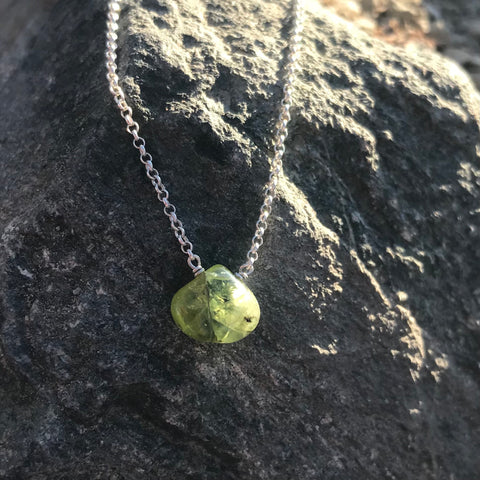 Peridot Briolette Sterling Silver Necklace