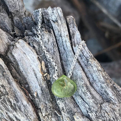 Peridot Briolette Sterling Silver Necklace