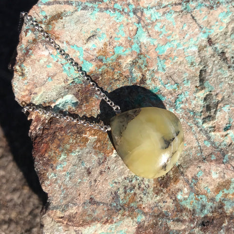 Yellow Opal Drop Necklace