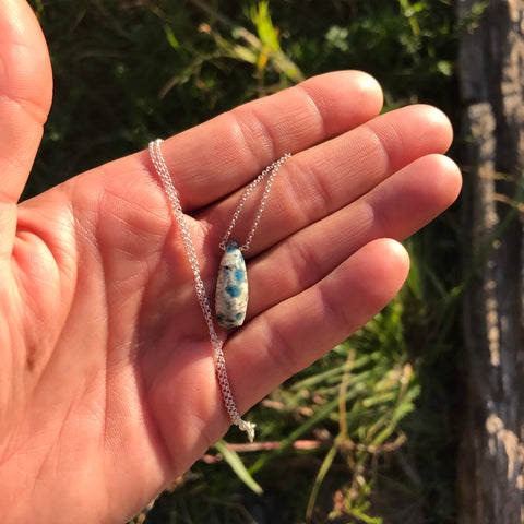 K2 Stone Faceted Elongated Drop Necklace