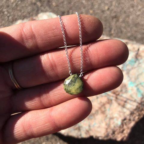 Green Serpentine Drop Necklace