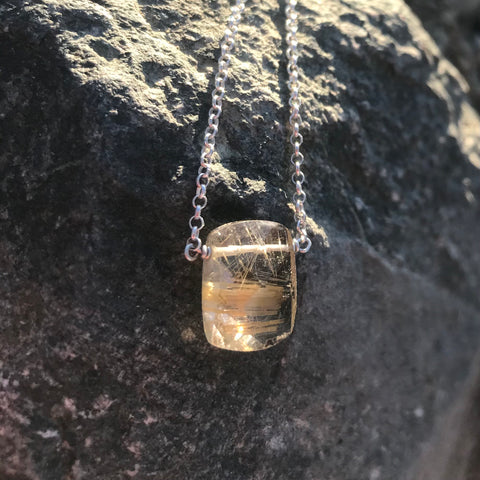 Rutilated Quartz Faceted Sterling Silver Necklace